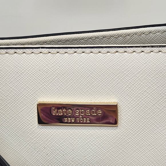 Kate Spade Laurel Way Evangelie Leather Satchel Crossbody Handbag Beige Cream - Picture 2 of 10